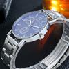Men's Casual Blue Light Three-eyed Steel Strap Watch Quartz Movement Fashionable Gift Wholesale