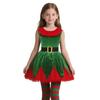 Kids Girls Santa Claus Xmas Green Elf Red Dress Socks Gloves Sets Children Christmas New Year Cosplay Costumes Performance Role Play Outfit