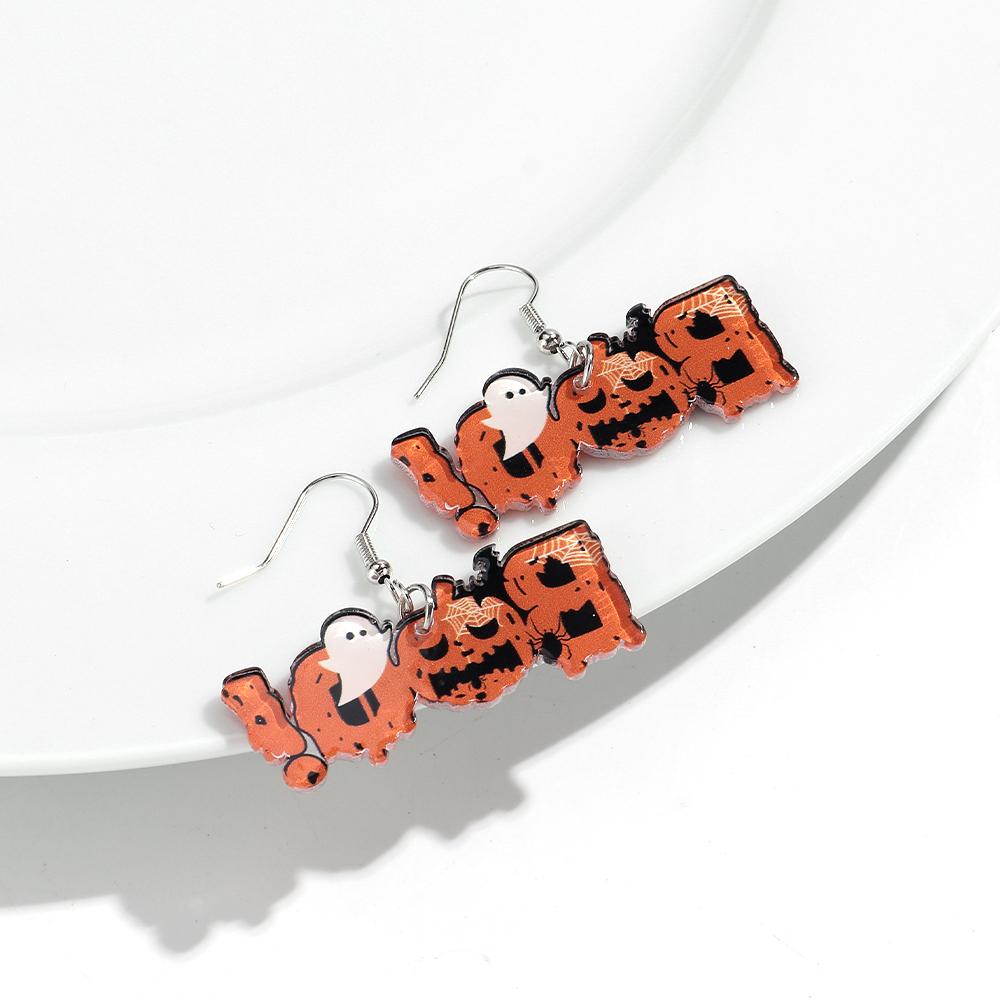 Halloween Cute Ghost Acrylic Earrrings for Women 2025 Gothic Cartoon Spooky Cat Pumpkin Witch Drop Earring Party Jewelry Gifts