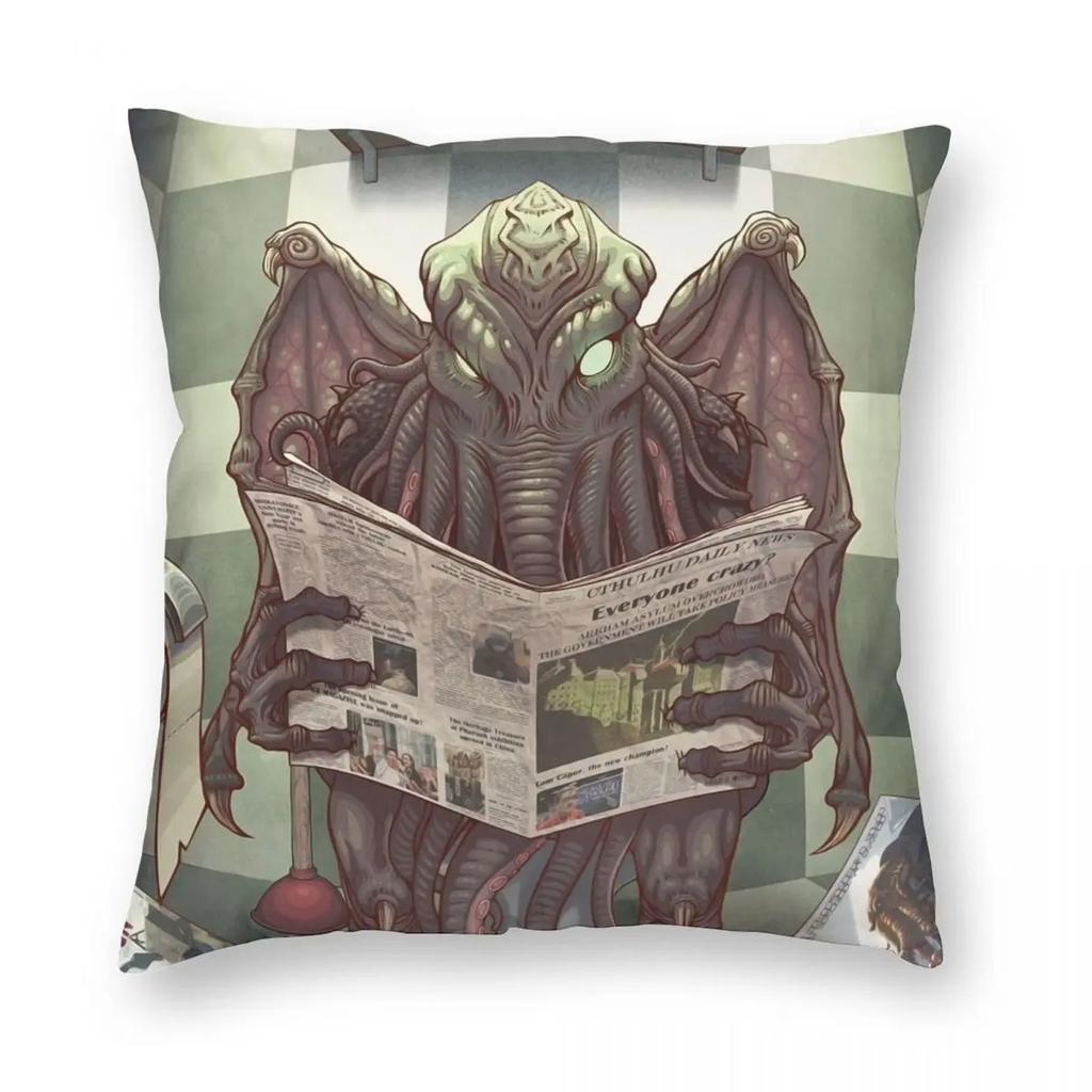 Lustiger Cthulhu Kack Kissenbezug Bedruckter Polyester Kissenbezug Dekoration Lovecraft Kissenbezug Bezug Sitz Quadratisch