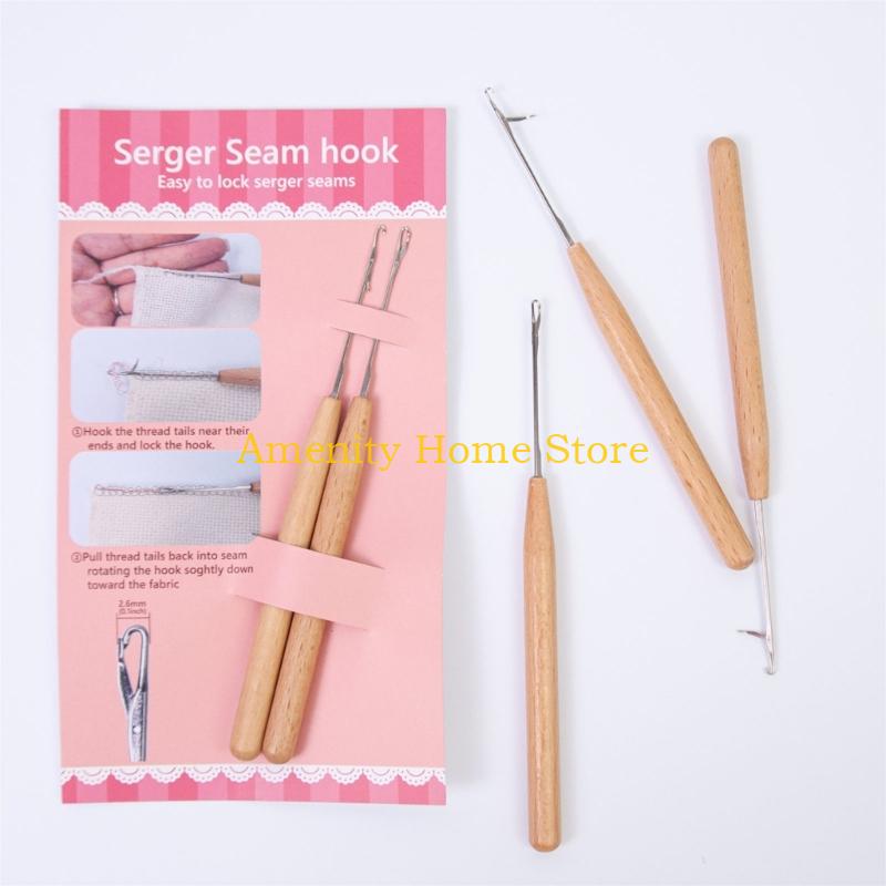 F26C Metal Crochet With Wooden Handle For Seamlessly Oversew Concealing Craft Projects