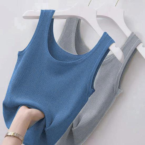 Women Vest Sleeveless Solid Color Sexy Summer Washable Anti-fade Oversized Tank Top Beach Clothing