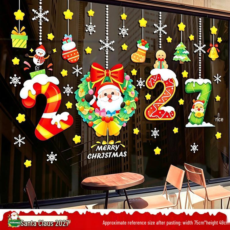 Santa Claus Christmas Window Cling Stickers for Tree and Scene Decoration