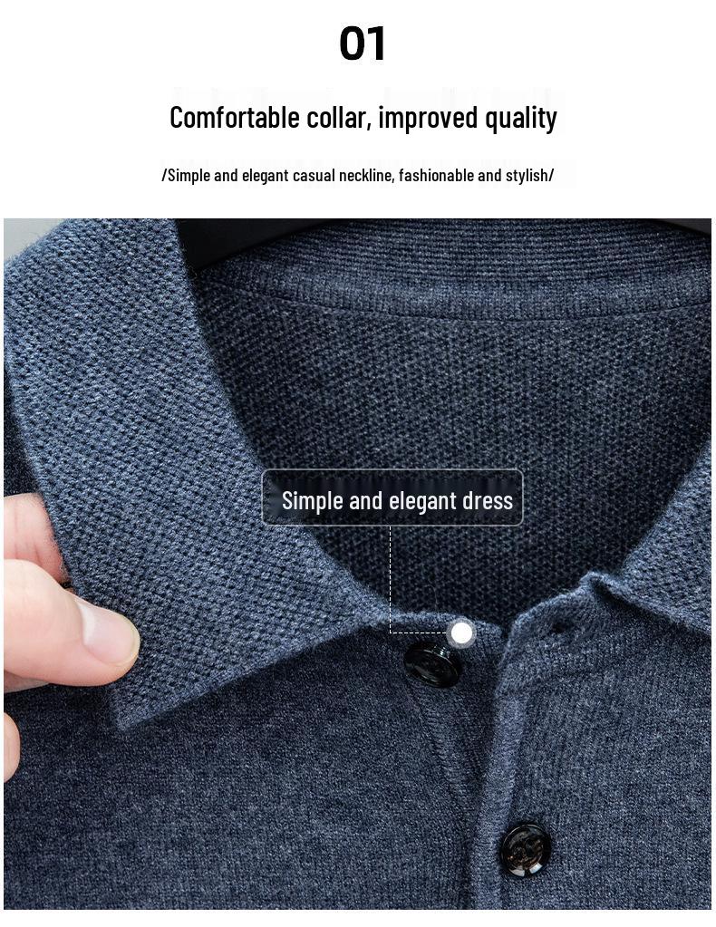 Men's Autumn/Winter Business Casual Loose Knit Sweater with Thickened Lapel
