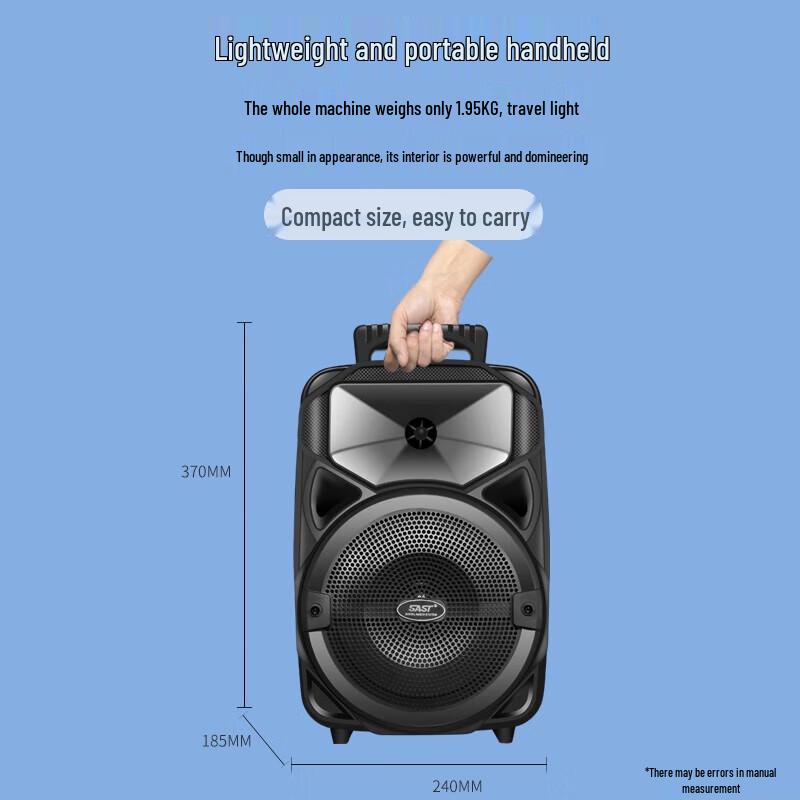 SAST Portable Outdoor Karaoke Trolley Speaker with Dual Microphones CN plug (adapter included)