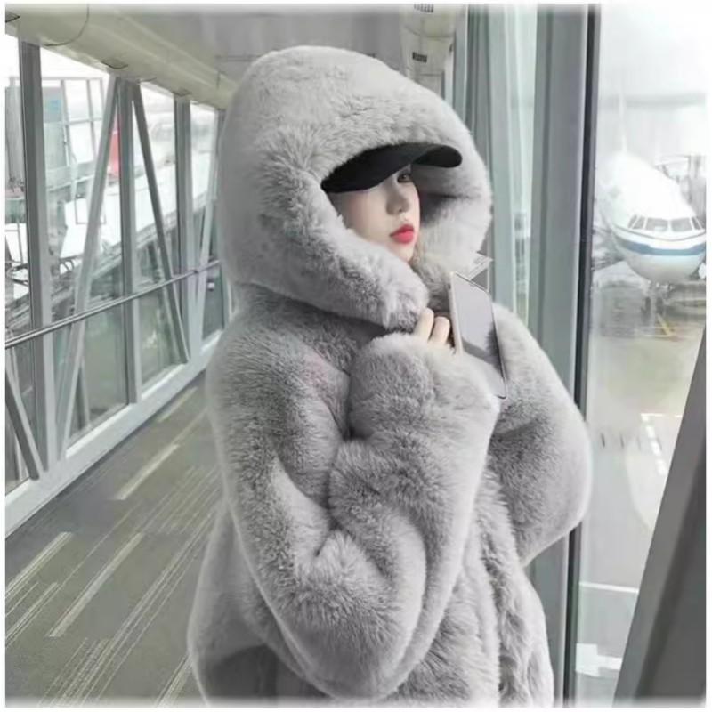 

Женское зимнее оверсайз пальто средней длины с капюшоном, утолщенное, однотонное, свободного кроя, элегантная верхняя одежда XXS