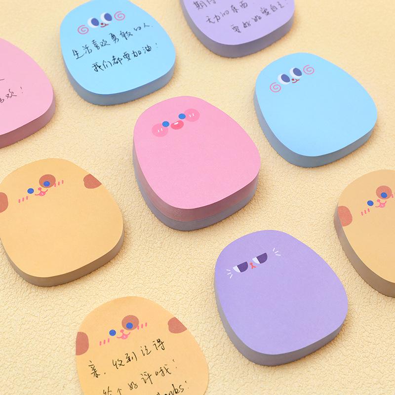 Adhesive Cute Expression Sticky Notes – Cartoon Memo Pads for Students