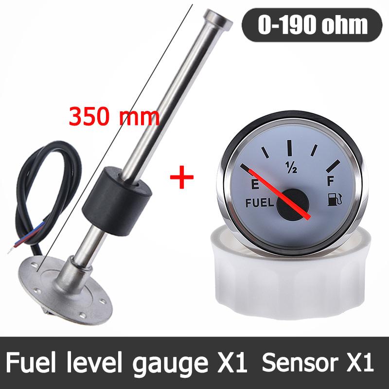100-500mm Stainless Steel Marine Fuel Level Gauge Sensor Fit Boat Car Fuel Level Gauge Meter 0-190 ohm with Red Backlight 9-32V