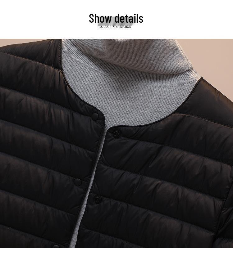 Women's 2025 White Duck Down Lightweight Jacket, Short Style, Convertible Round/V-Neck, Suitable for Autumn and Winter.