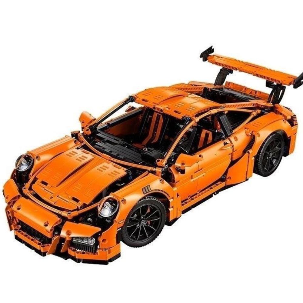 Compatible with Orange Porsche GT3RS Mechanical Group Racing Car Model Assembled Building Block Toy