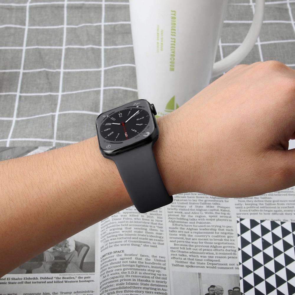 For Apple Watch Bands 46mm 44mm 41mm 40mm 45mm 42mm Silicone Correas Bracelet Iwatch Series 10 9 8 7 6 SE 3 11 Glass+Case+Strap