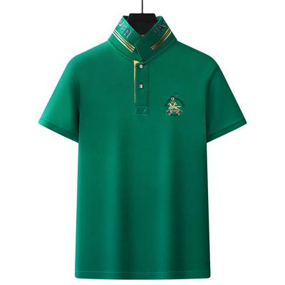 Summer Men's Short Sleeved T-shirt with Half Sleeve Collar Embroidered Thin T-shirt