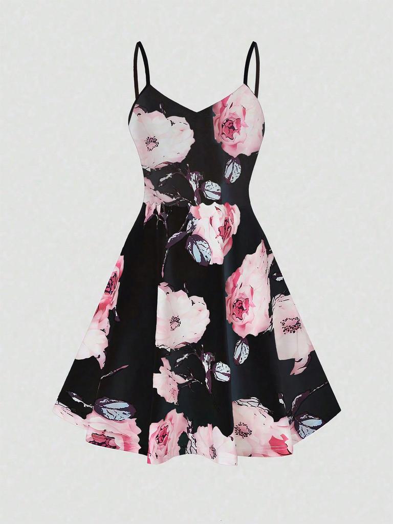 Floral Print Women's Cami Dress - Elegant and Fashionable
