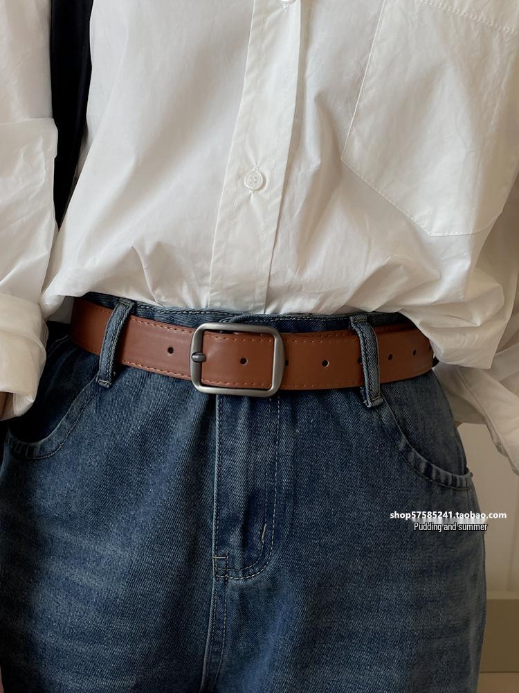 Unisex High-End Korean-Style Matte Leather Belt: Elegant and Versatile for Jeans and Students