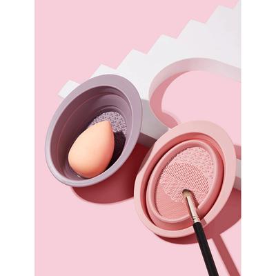 Štětec na make-up, čisticí miska na pusinky, silikagel, skládací přenosný nástroj na čištění vajec pro ženy