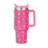 Diamond-encrusted Diamond Thermo Silver Water Cup Starbucks Cup Car Handle Cup 304 Steel Office Home
