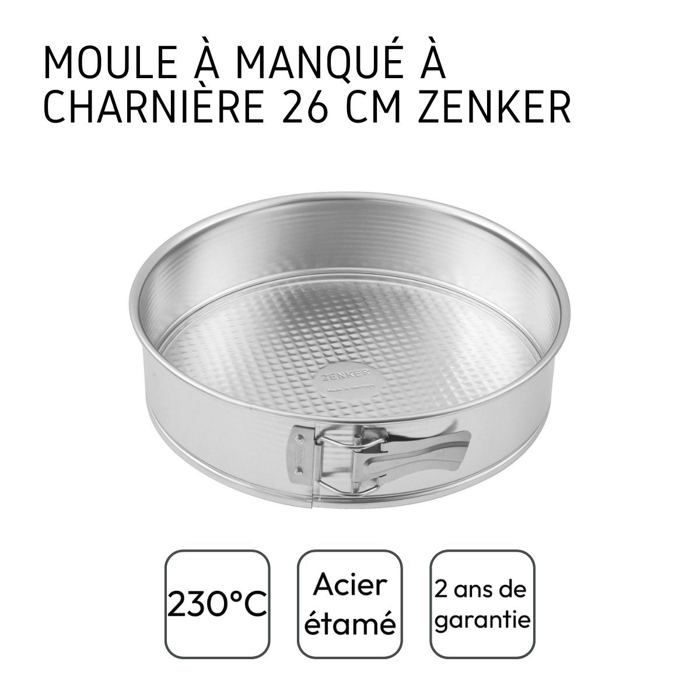 Moule à manqué - Zenker - 26,3 x 6,5 cm - Acier étamé - Démoulage facile - 26 cm de diamètre