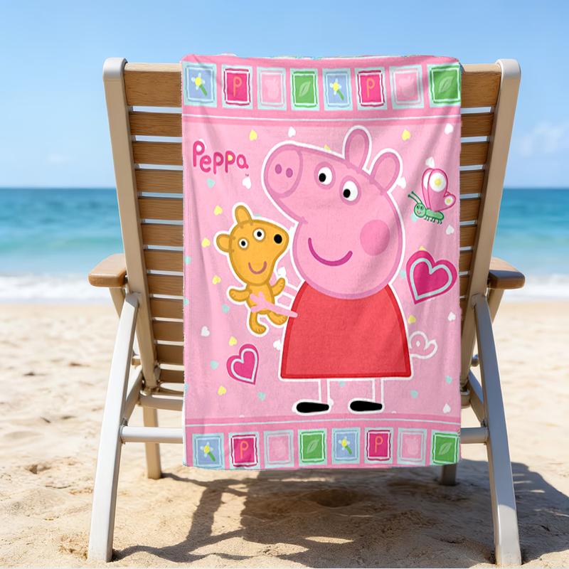 proof beach towel with a Peppa Pig pattern - soft,absorbent,quick-drying,machine washable - perfect for swimming,camping,bathing