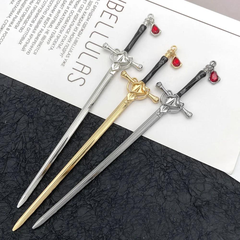 New Punk Metal Sword Hairpin Chinese Simple Hair Sticks for Women Diy Hairstyle Design Tools Accessories Dropshipping