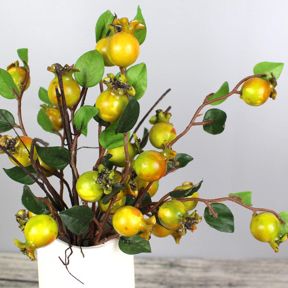 Artificial Rosehip Berries Yellow Shiny Glazed Simulation Pomegranate Fruit for Christmas DIY Floral Arrangements Home