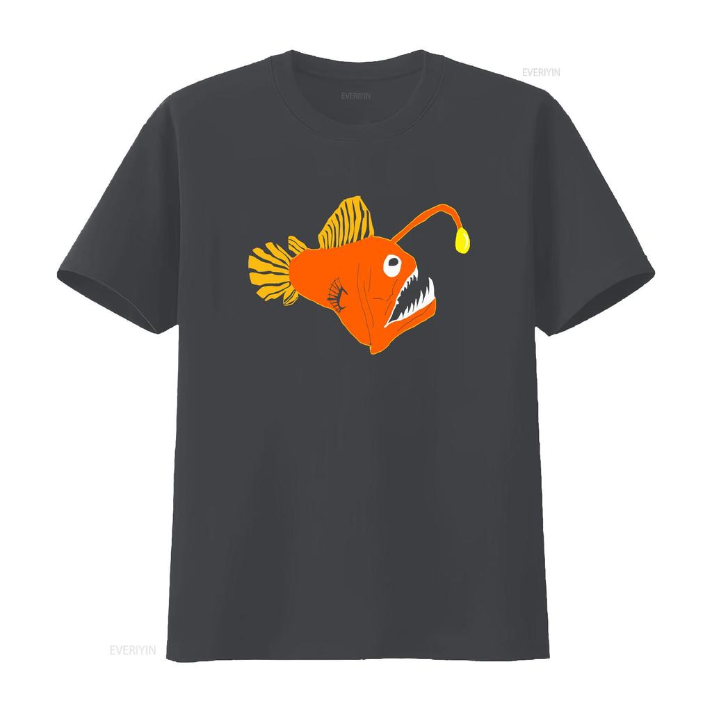 Anglerfish Deep Sea Creatures Angler Fish Monster T Shirt Vintage Designer Clothes Stretched Casual Unisex Fashion