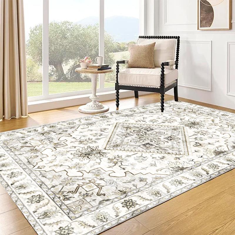 Klassisk Europeisk Tryckt Matta för Vardagsrum Heminredning Sovrum Kök Halkfria Mattor Områdesgolvmatta Tvättbara Mattor