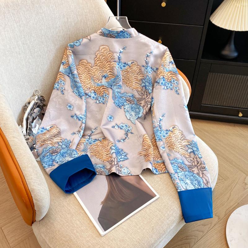 Silk Jacquard Satin Plus Size Oriental Vintage Jacket