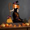 Wooden Halloween Hanging Ornaments for Party, Pumpkin Witch Wall for Home Decor