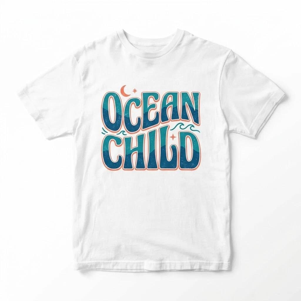 Vintage Ocean Child Retro Beach Graphic T-Shirt XL