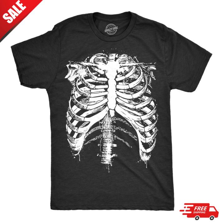 

Mens Splattered Rib Cage T Shirt Cool Skeleton Costume Halloween Tee for Guys !! Unisex T-Shirt XXL