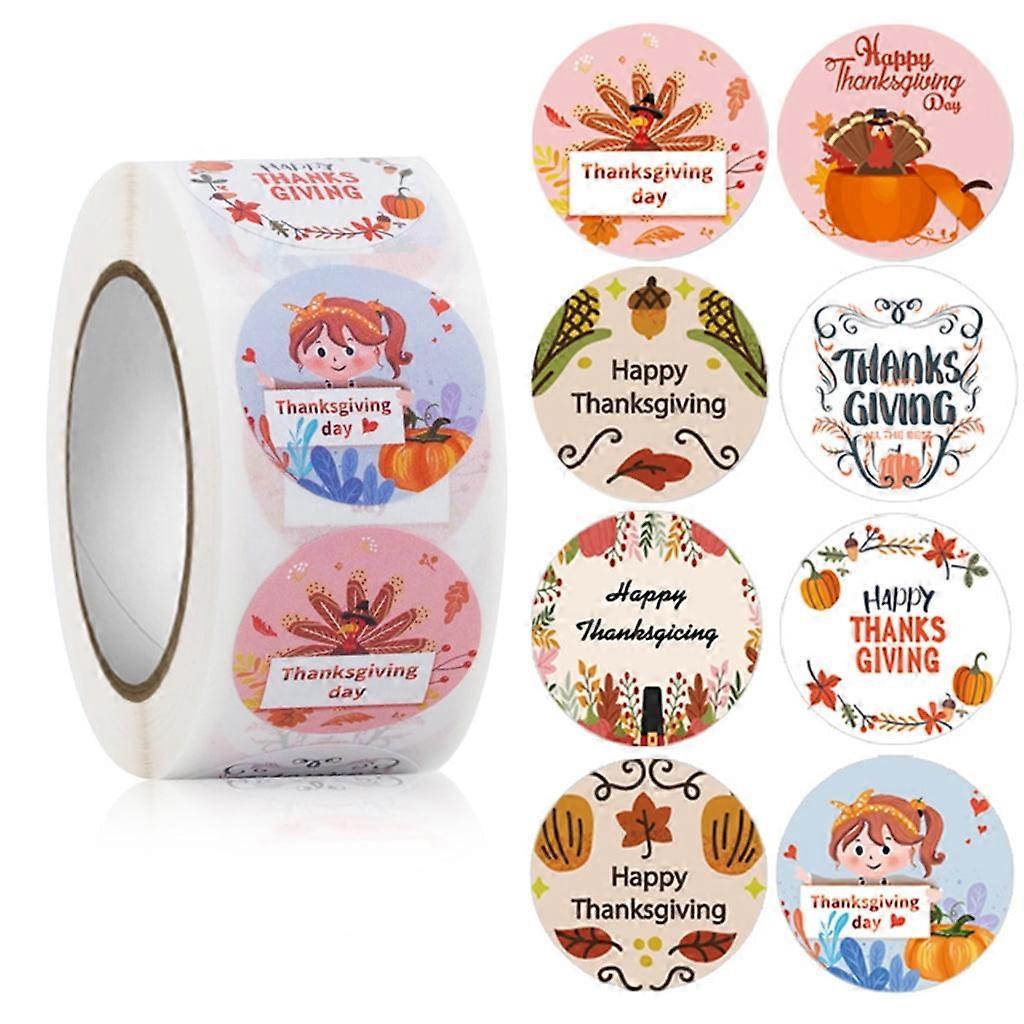 500 Happy Thanksgiving Stickers, Fun Thanksgiving Designs for Holiday Harvest Party Decorations, Gift Wrapping Labels, School Supplies