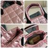 Fashion Solid Color Quilted Tote Bag Waterproof Lightweight Shoulder Bags Large Capacity Puffer Crossbody Bag
