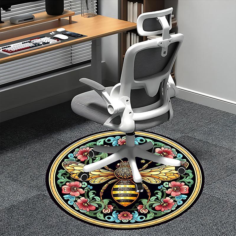 

Honeybee Ornament,Floral Mandala Design Chair mat Round Rug-Office carpet, Machine Washable, Non-slip, Suitable for Living Rooms, Bedrooms, 80cm by 80cm