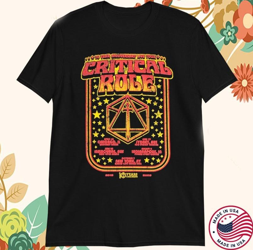 Critical Role 10 Year Anniversary Live Tour 2025 Tshirt S5XL Unisex T-Shirt S