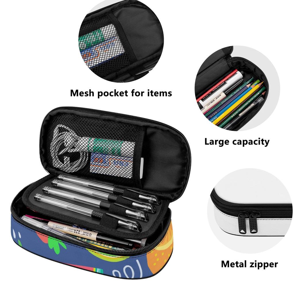 Pencil Case Multi Compartment Smooth Zipper Durable 300D Polyester with Mesh Pocket Removable Divider and Pen Slots for Boys Girls