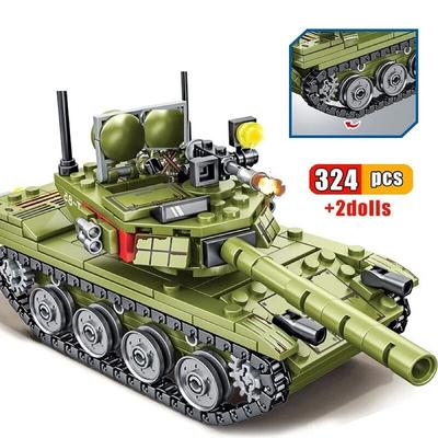324PCS Military Tank Main Battle Series Weapon Ww2 Building Blocks 85 Tank Army City Enlighten Bricks Toys For Children Boy