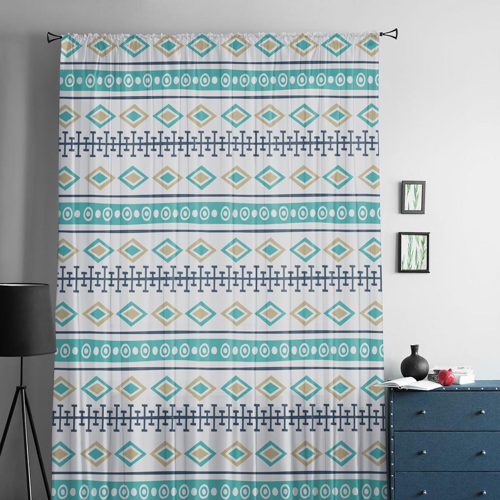 Geometric Pattern Sheer Curtains For Living Room Bedroom Home Decor Kitchen Tulle For Windows Voile Drapes