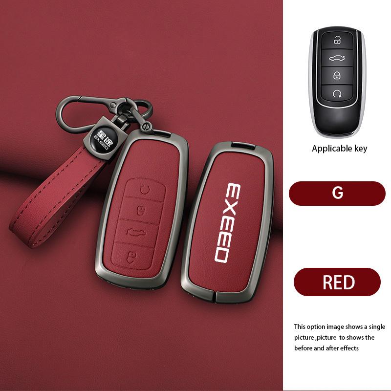 Zinc Alloy Car Dedicated Leather Key Case For Chery EXEED RX Suv 2023-Present Holder Shell Remote Keychain Accessories