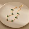 Copper Plated 18K Gold Korean Green Zircon Accessory Design Slender Chain Women's Fashion Anklet Elegant Temperament KTJ