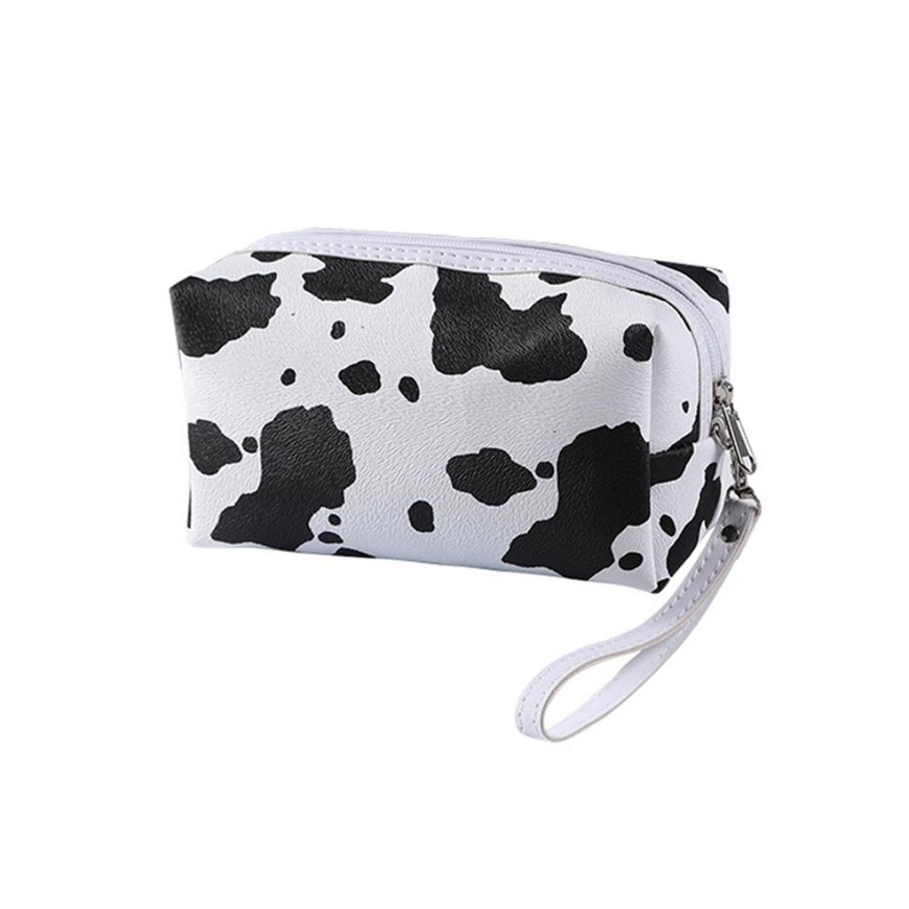 Aufbewahrungstasche mit Kuh-Print, Kosmetiktasche, Kosmetik-Aufbewahrungstasche, geeignet für Frauen und Mädchen