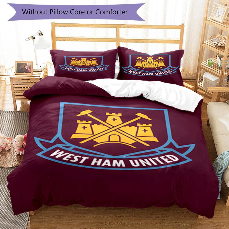 West Ham United Pattern Printed Pattern Duvet Cover Set – includes 1 duvet cover and 2 matching pillowcases Bedroom decor Christmas gifts