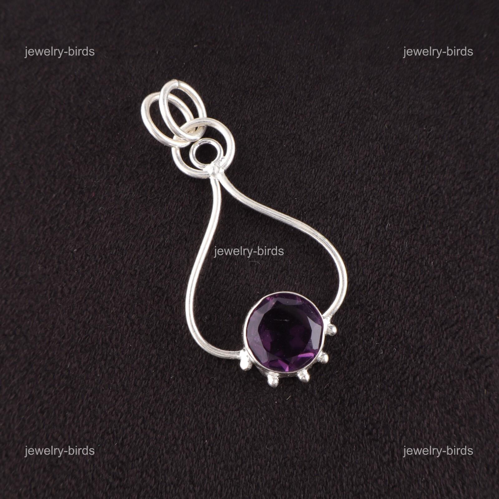 

Round Amethyst Stone 925 Silver Daughter Gift Engagement Elegant Wedding Pendant PP-40-1