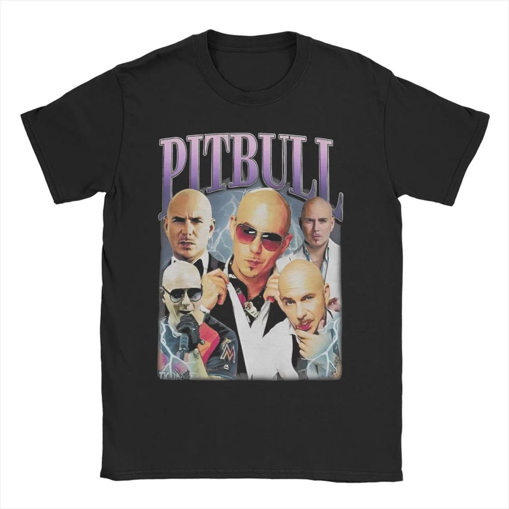 Funny Pitbull Rapper T-Shirt for Men Round Collar Cotton T Shirt Mr Worldwide Short Sleeve Tee Shirt Birthday Gift Clothing