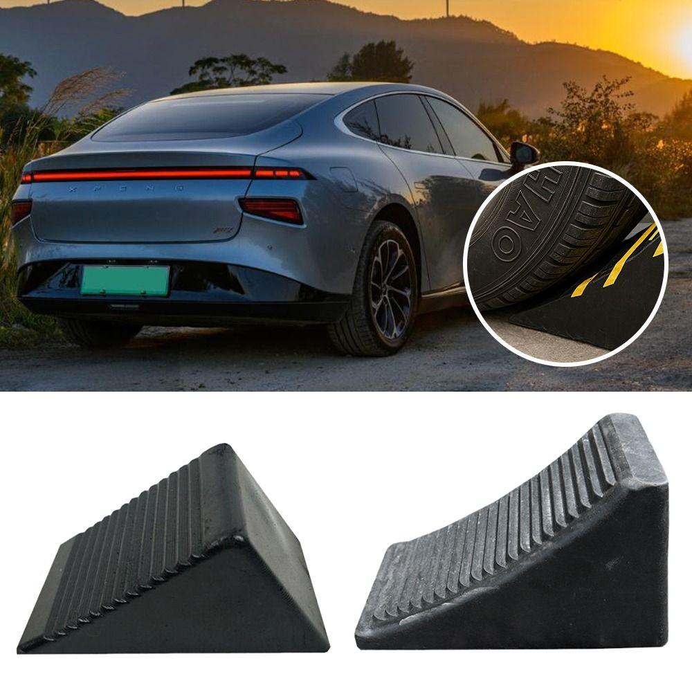 Black Wheel Chocks Heavy Duty Vehicle Wheel Stoppers Stable AntiSlip Device  Vehicle Safety