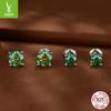 One Carat Green Moissanite Four-Claw Stud Earrings, Simple And Versatile High-End S925 Tremella Decoration