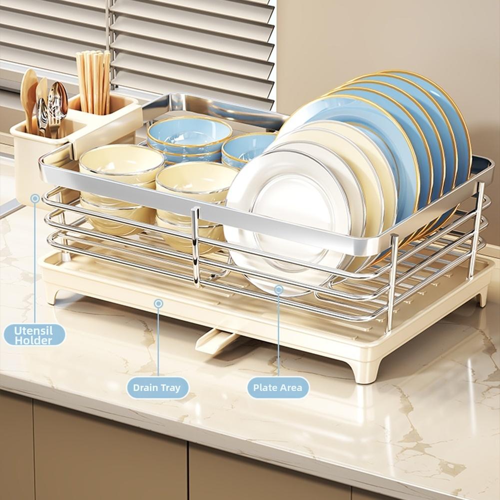 1 Set Griglia Scolapiatti e Vassoio 44*32*18cm / 42.5*28*19cm Scolapiatti in Acciaio Inossidabile Organizzatore Lavello da Cucina Parti Strumenti