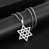 David Shield Hexagon Pendant Necklace Mens Fashion Stainless Steel Cuban Chain Necklace Religious Jewelry