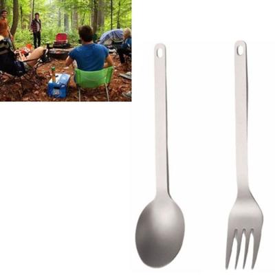 2 Pcs/Set Portable Titanium Tableware Reusable Flatware Set Titanium Cutlery Set  Outdoor Camping