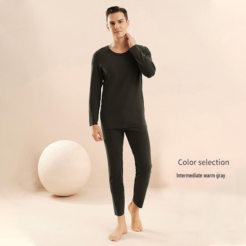 Men’s Thermal Underwear Set: Velvet, Antibacterial, Hyaluronic Acid-Infused, Long-Sleeved, Autumn/Winter Comfort