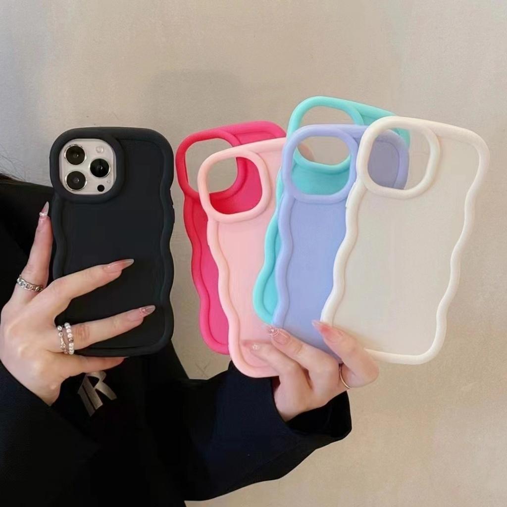 Wavy Phone Case for Xiaomi Redmi Note 13s 13 12s 12 11s 11 Pro Pro+ 12C 13C Candy Solid Color Shockproof Soft Silicone Phone Casing Cover